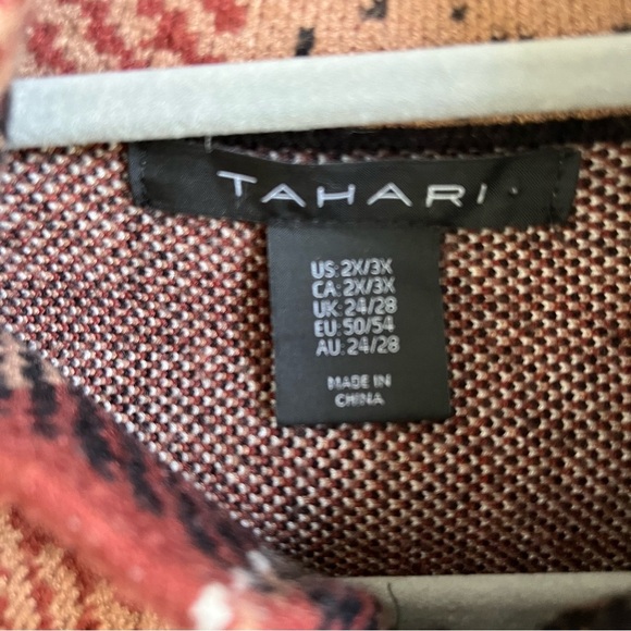 Tahari Plaid Knit Zip-Up Poncho Cape Fringe Brown Black Women’s 2X 3X Plus Size - Picture 10 of 11